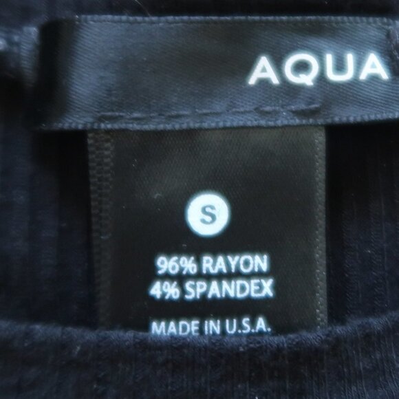 Aqua Knitted Ribbed Black 3/4 Sleeve Mini Dress - Picture 4 of 7